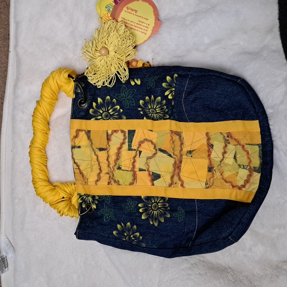 Butterfly Yellow Denim Bag Brand New